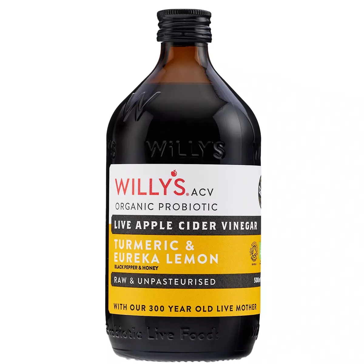 Willy's ACV Live Apple Cider Vinegar Turmeric and Eureka Lemon 500ml, BIO Willy's ACV Live Apple Cider Vinegar Turmeric and Eureka Lemon 500ml, BIO
