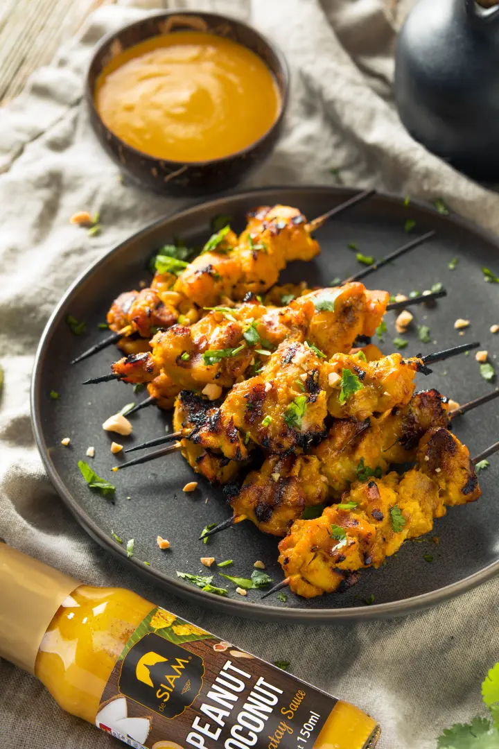 Satay-Spieße, Saté-Spieße mit Erdnuss Kokos Sauce