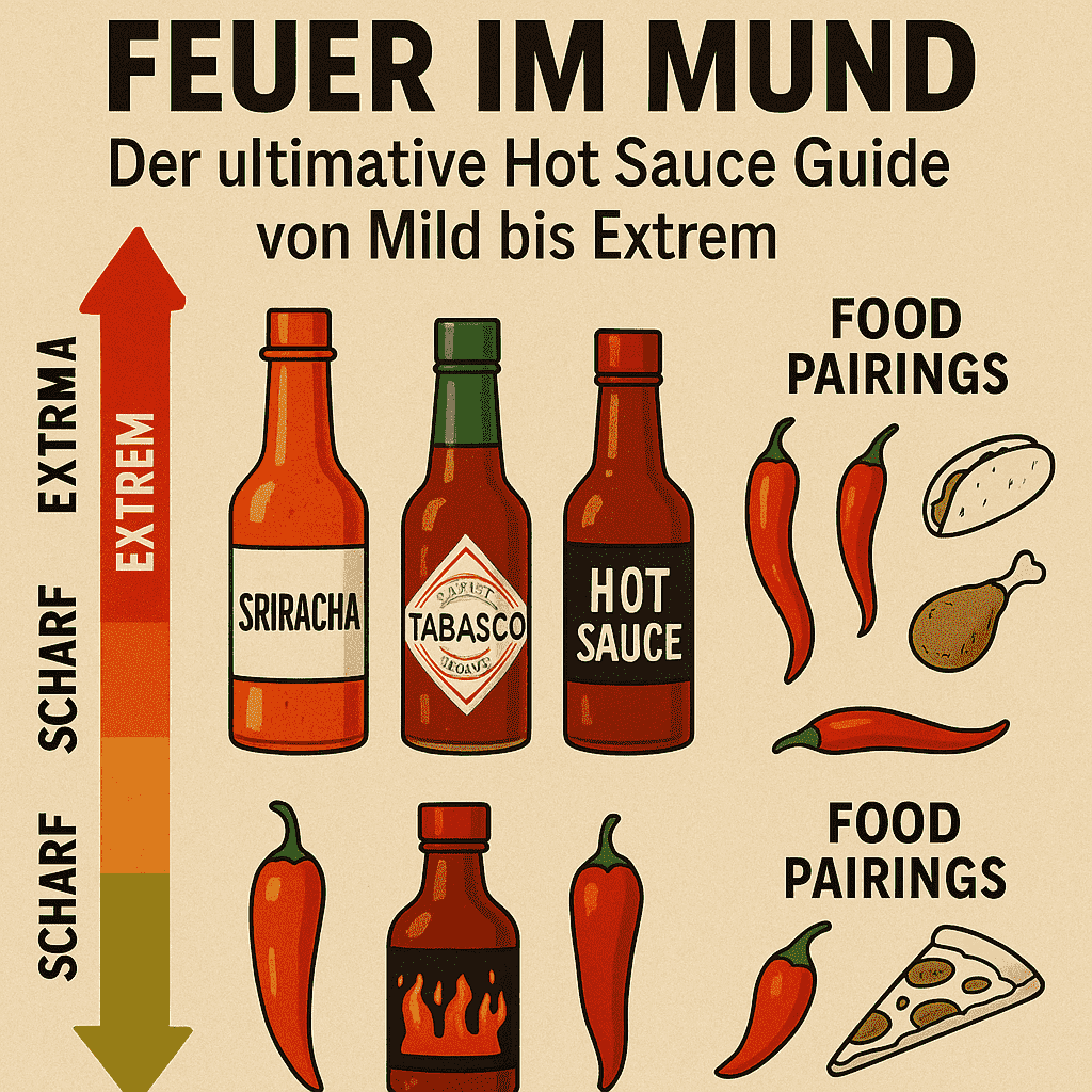 Feuer im Mund: Der ultimative Hot Sauce Guide von Mild bis Extrem (Scoville-Skala erklärt & Food Pairings) Feuer im Mund: Der ultimative Hot Sauce Guide von Mild bis Extrem (Scoville-Skala erklärt & Food Pairings)