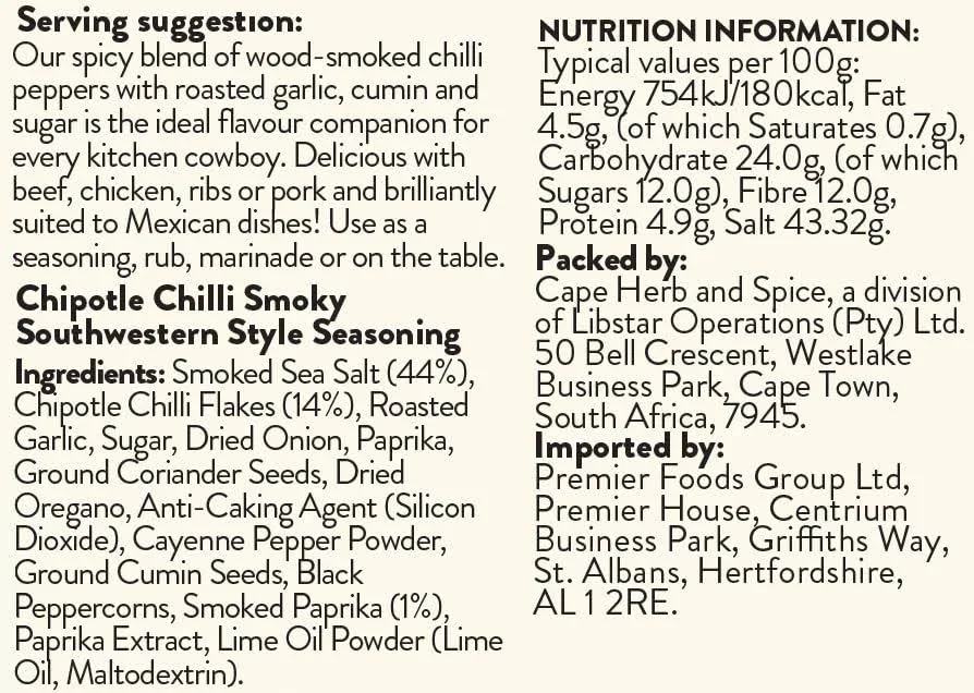 Cape Herb Rub Chipotle Chilli 80g Cape Herb Rub Chipotle Chilli 80g