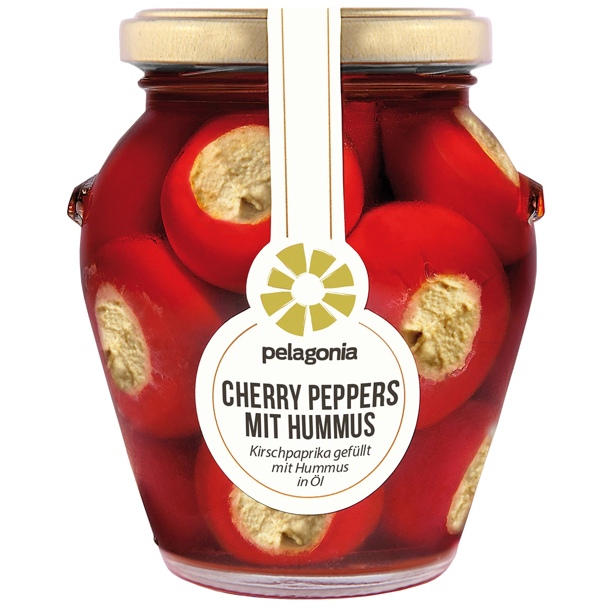 Pelagonia gefüllte Kirschpaprika mit Hummus 280g Pelagonia gefüllte Kirschpaprika mit Hummus 280g