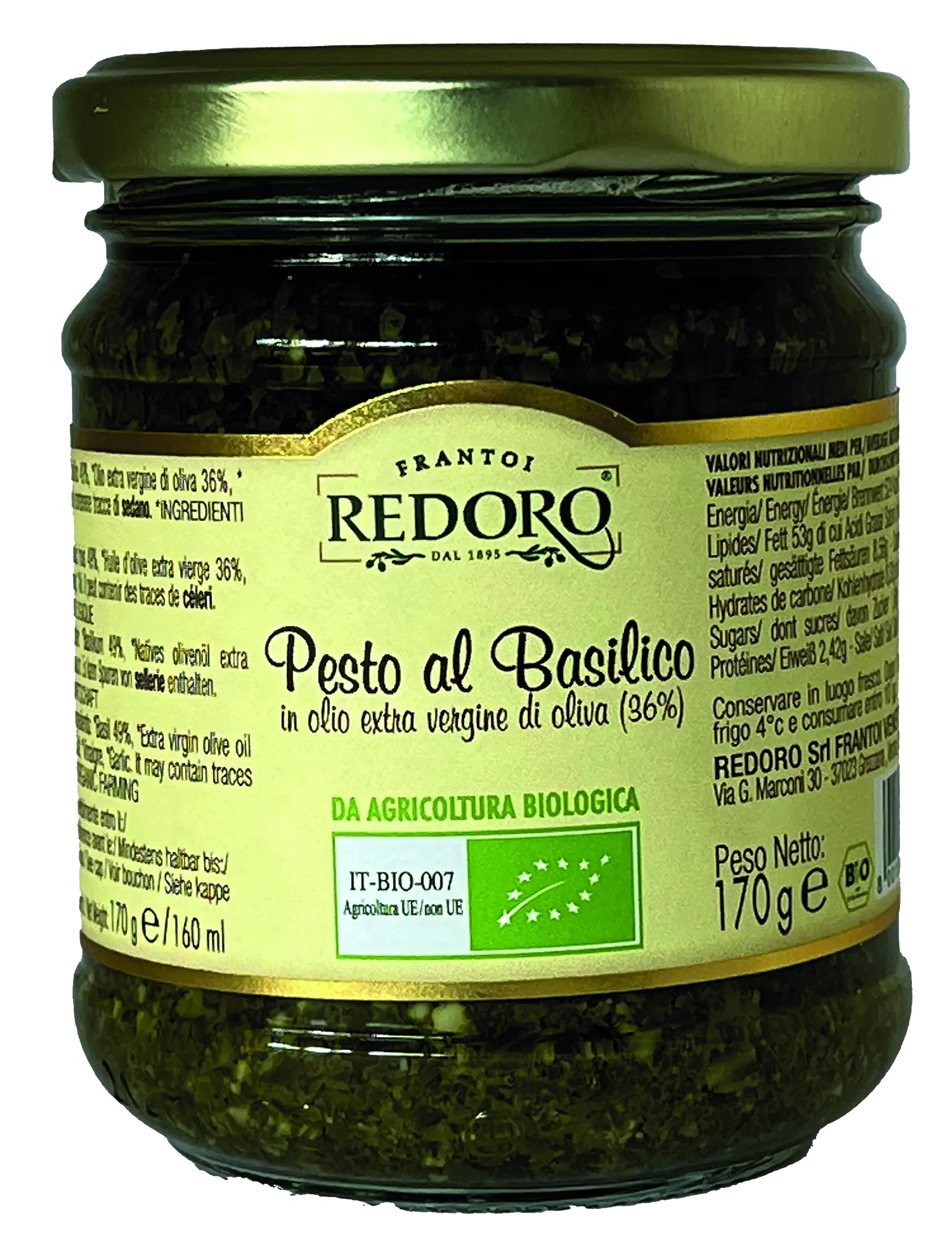 Redoro Pesto al Basilico fresco 170g, BIO