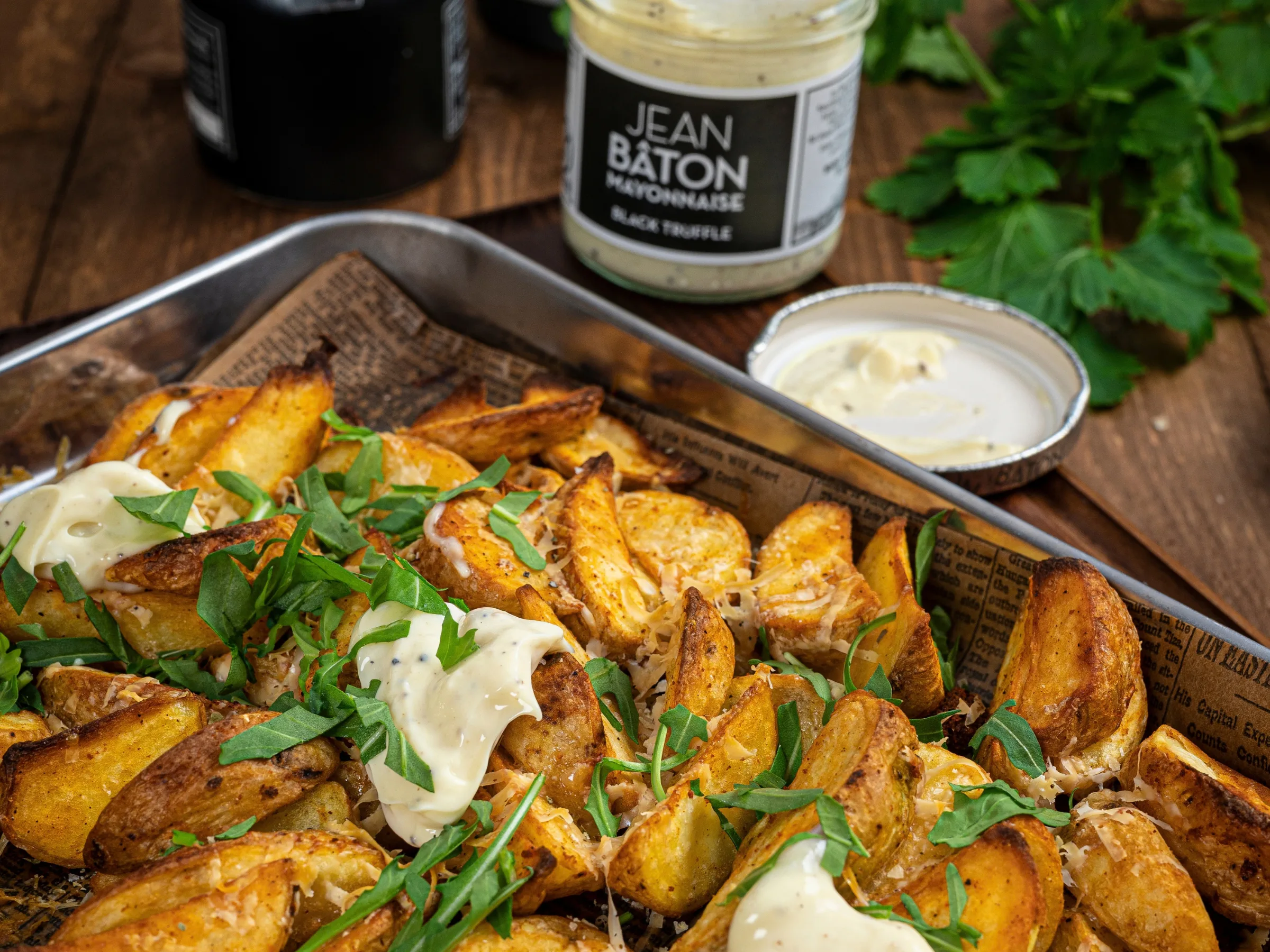 Parmesan Pommes mit Trüffel Mayonnaise
