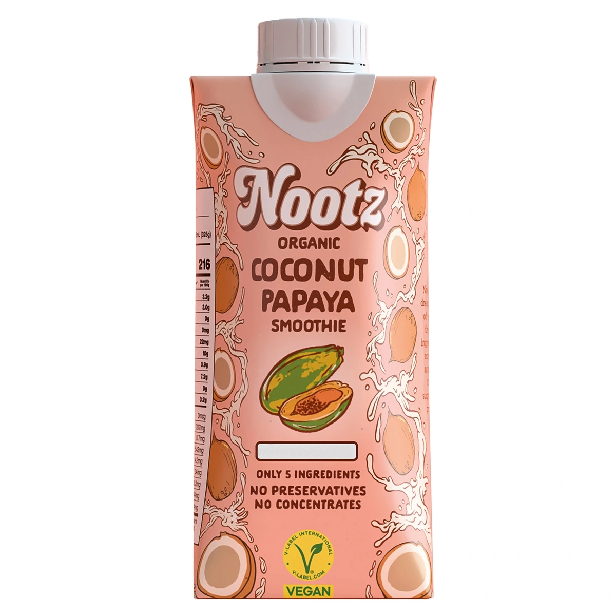 Nootz Coconut Papaya Smoothie 325ml, BIO Nootz Coconut Papaya Smoothie 325ml, BIO