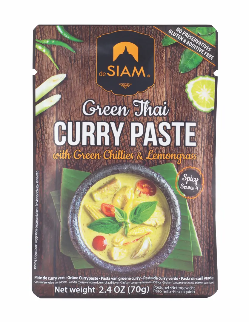 Grüne Thai Curry Paste mit grünen Chilis und Zitronengras 70g im Vorratspäckchen