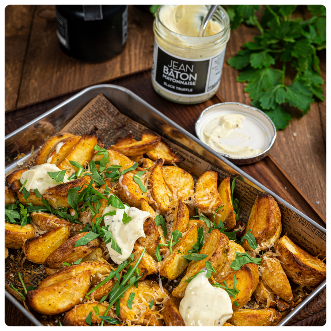 Parmesan Pommes mit Trüffel Mayonnaise
