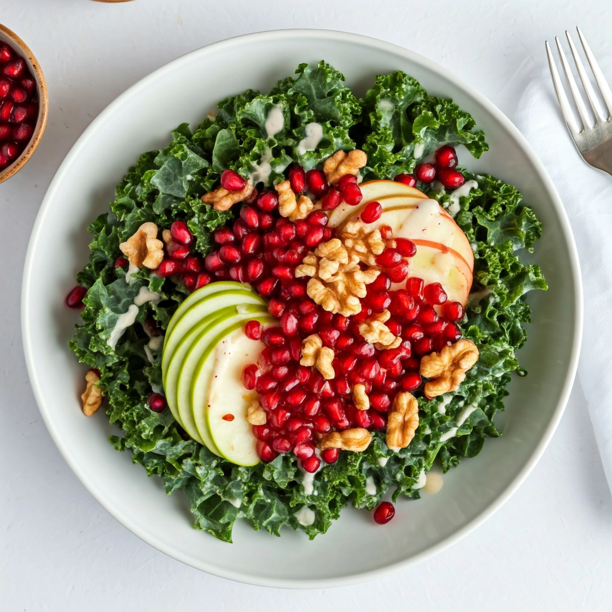 Winterlicher Grünkohl-Salat mit Sojasauce-Granatapfel-Dressing