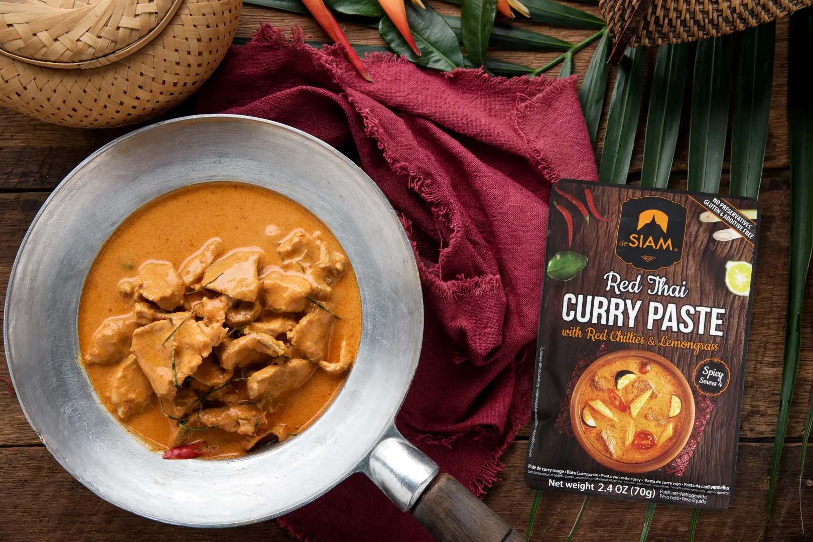 desiam rotes thaicurry rezept 70g Hähnchen Curry, hergestellt aus der roten thailändischen Curry Paste