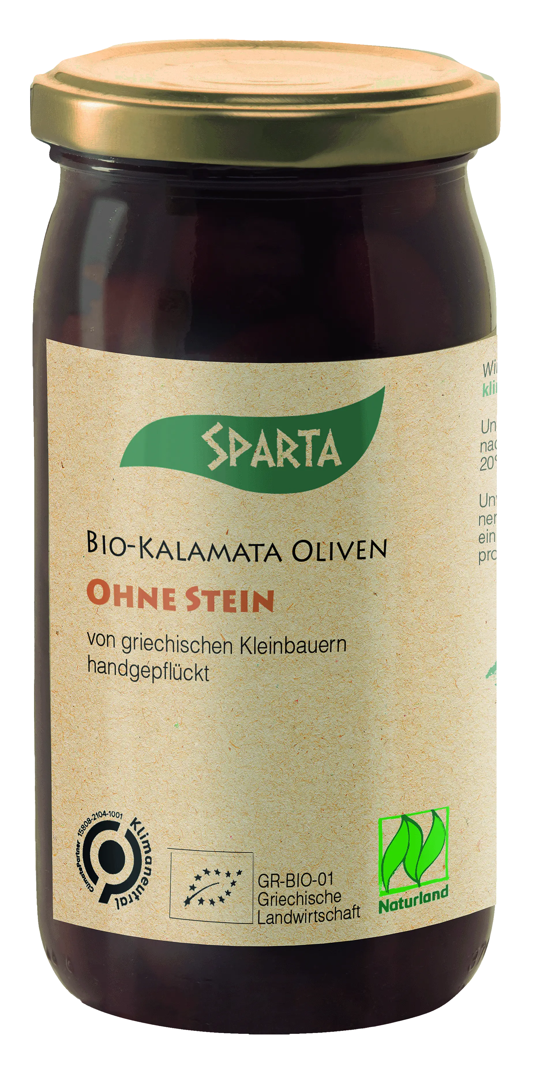 Sparta Kalamata Oliven ohne Stein 370g, BIO
